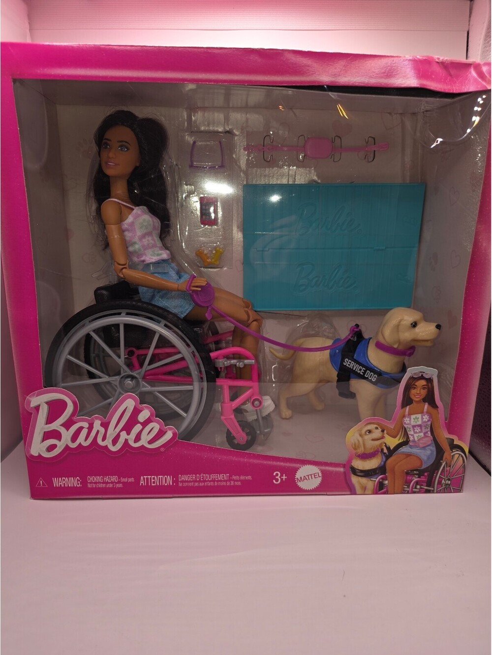 Barbie Brunette Fashion Doll & Service Dog Playset - NEW